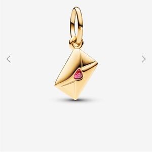 Pandora Gold Envelope Charm with Pink Heart